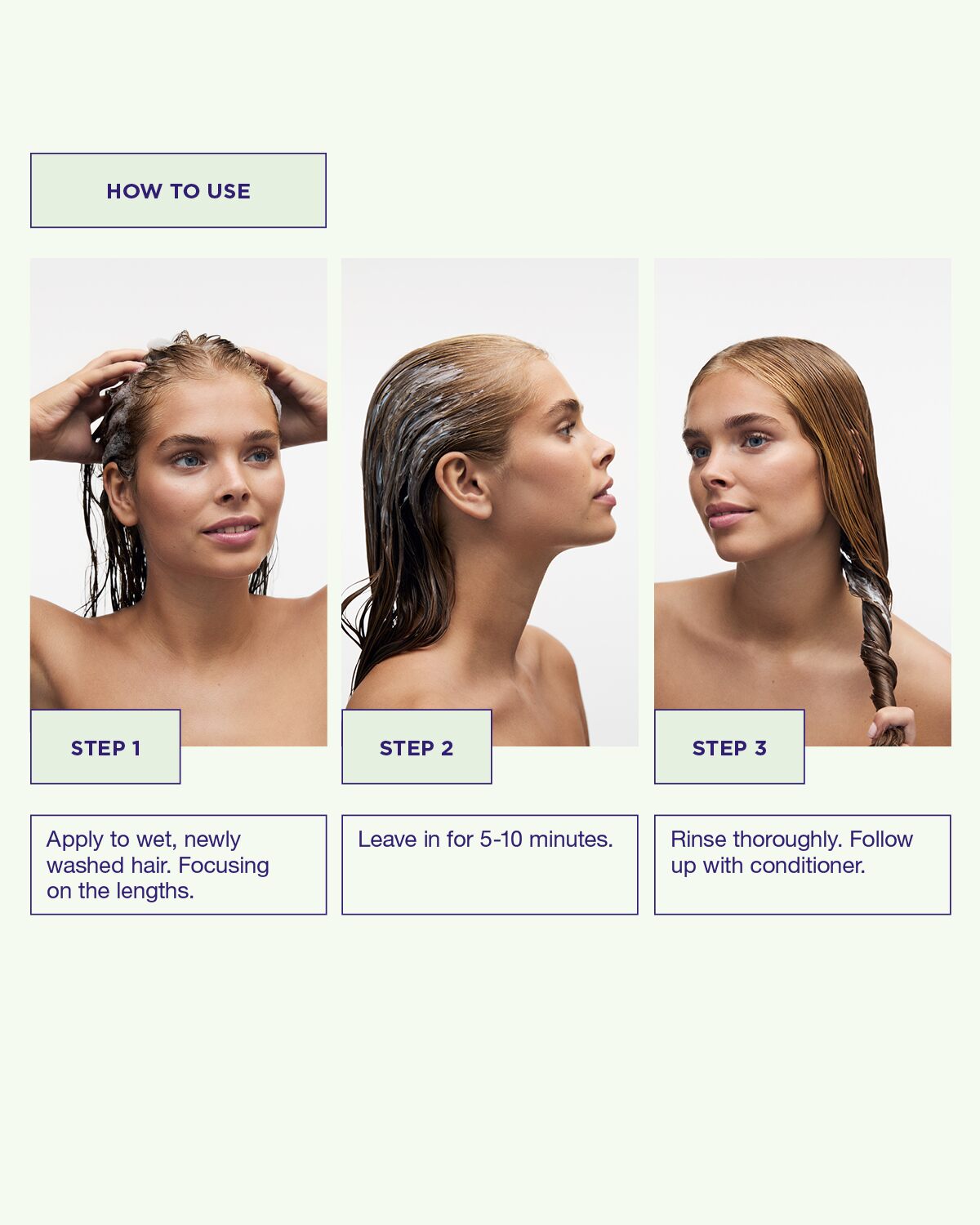 Använd Sheer Silver Hair Mask efter schamponering, låt verka några minuter och skölj ur.