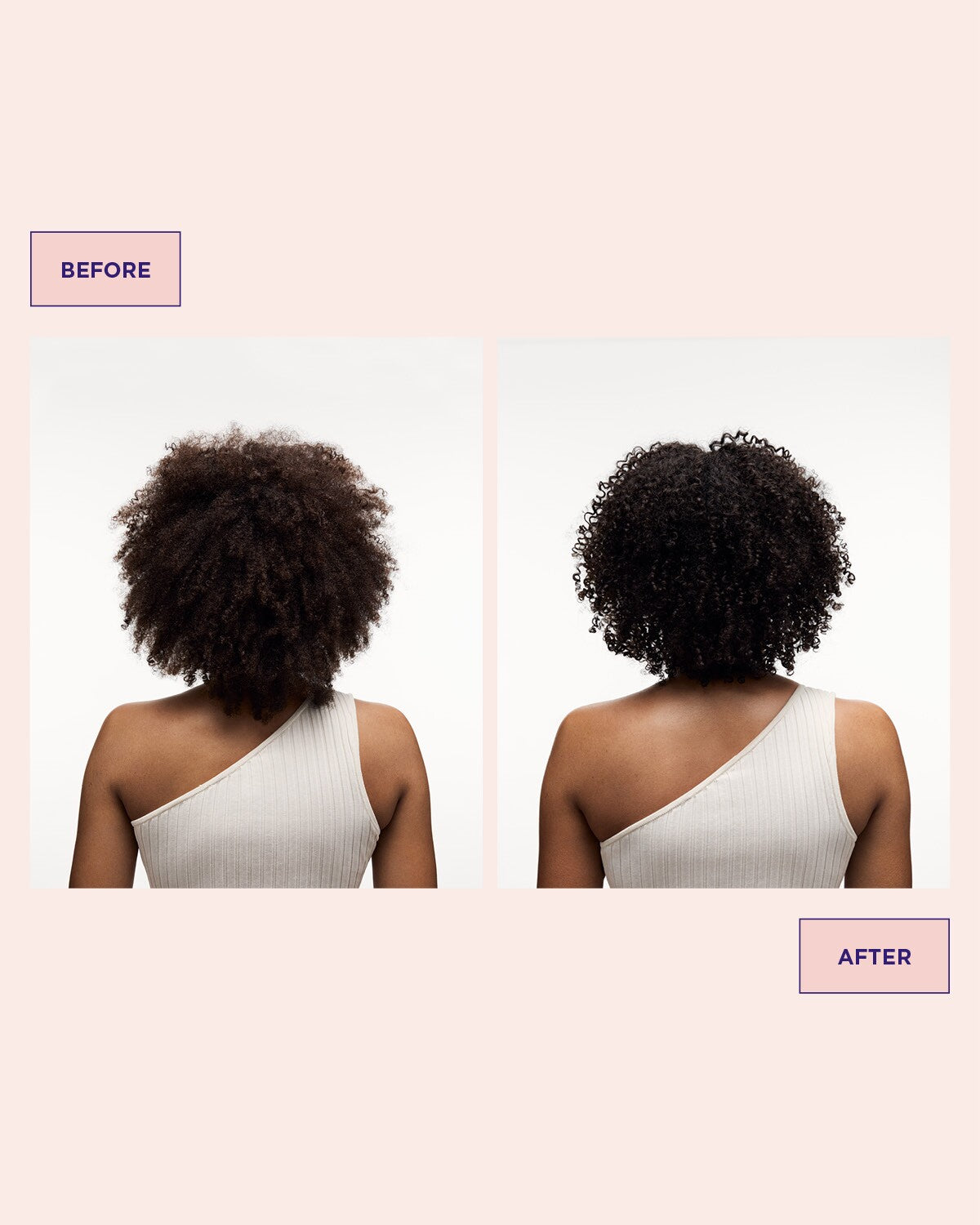 hår före och efter användning av Colour Refresh Cacao Intense för intensiva bruna toner i håret