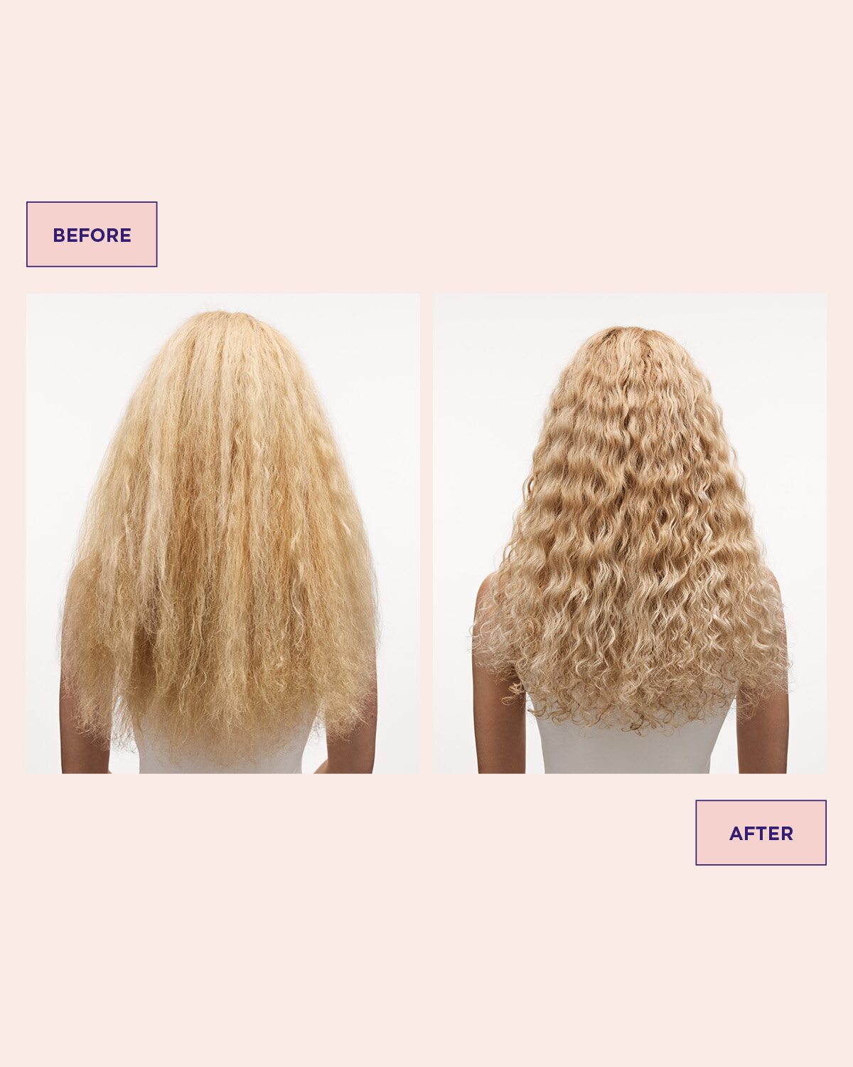 hår före och efter användning av Colour Refresh Pearl Silver för silvriga toner i håret