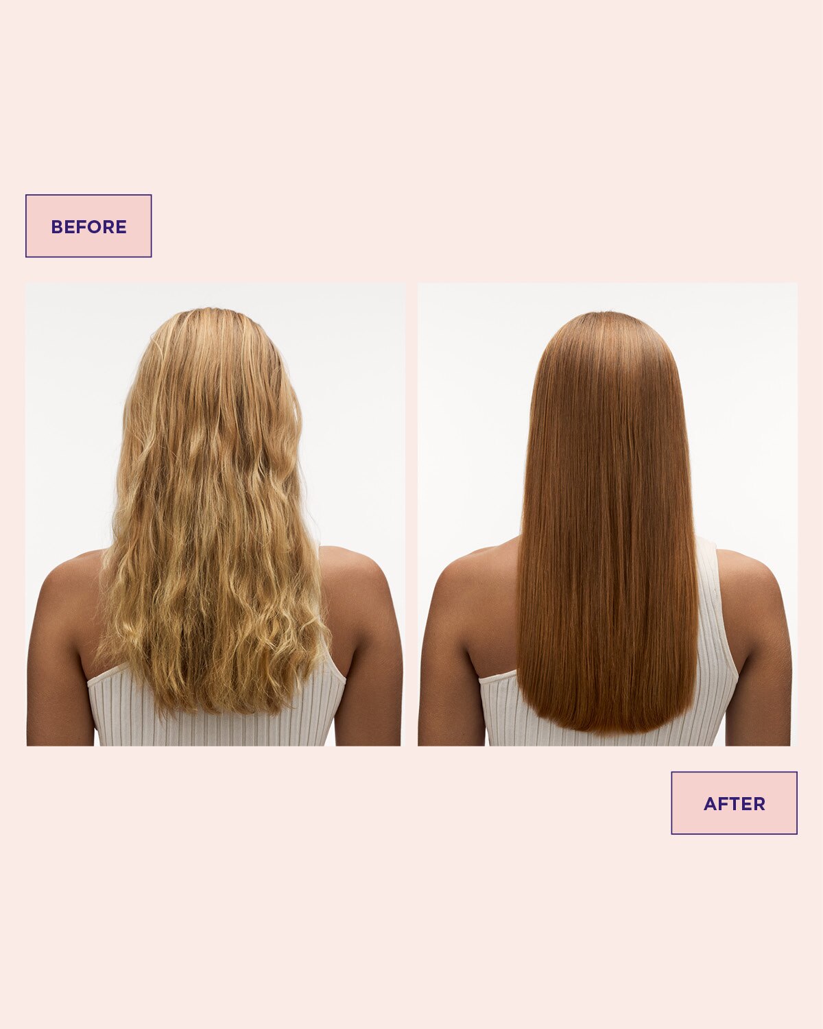 hår före och efter användning av Colour Refresh Honey Blonde för varmt ljusa toner i håret