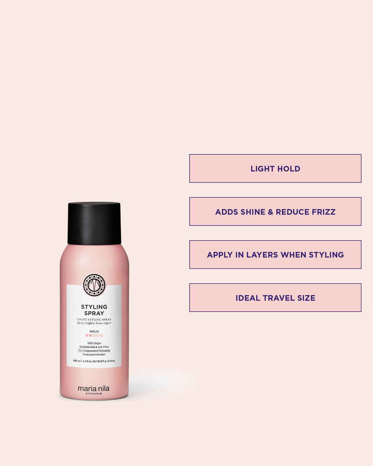 Styling Spray hårspray för lätt stadga