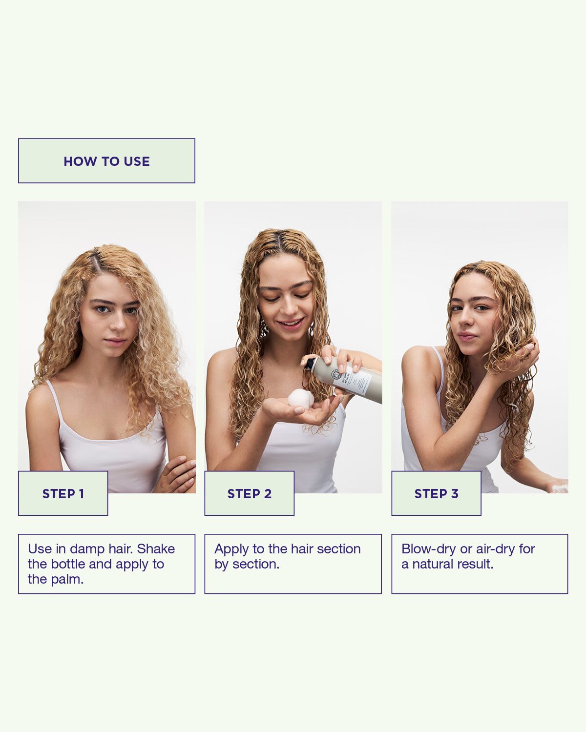 Applicera Styling Mousse i händerna och arbeta igenom vått hår