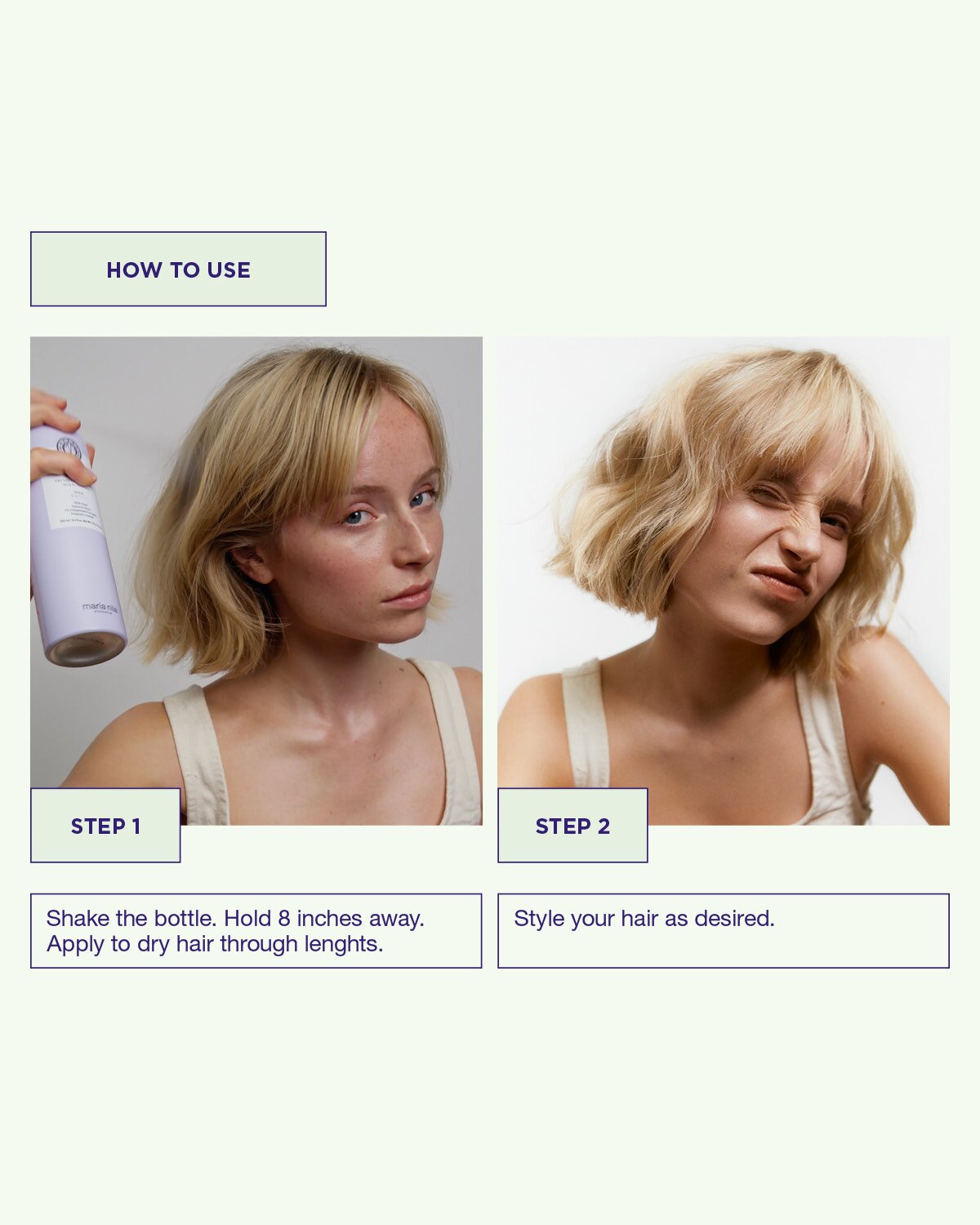 Modellens hår efter användning av Texture Spray