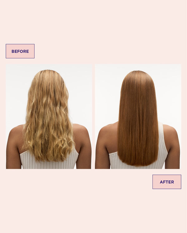 hår före och efter användning av Colour Refresh Honey Blonde för varmt ljusa toner i håret
