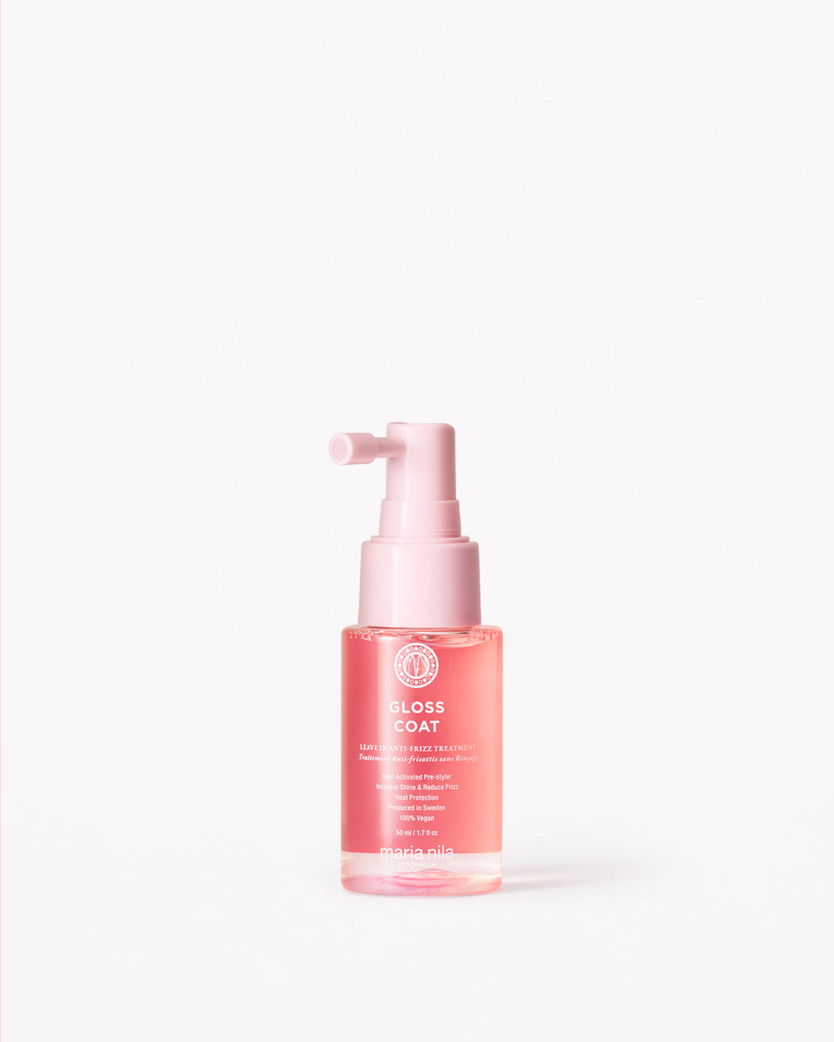 Rosa transparent plastflaska med pump, Gloss Coat Travel värmeskydd med glans.