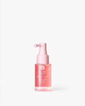 Rosa transparent plastflaska med pump, Gloss Coat Travel värmeskydd med glans.