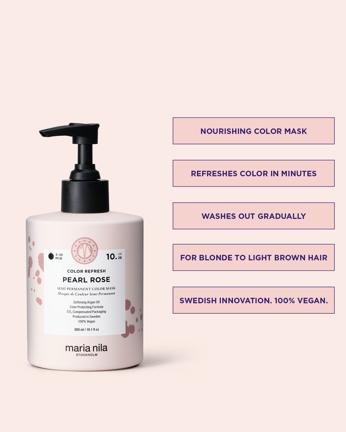 Maria Nila Color Refresh Pearl Rose vårdande färginpackning med semi-permanenta färgpigment.